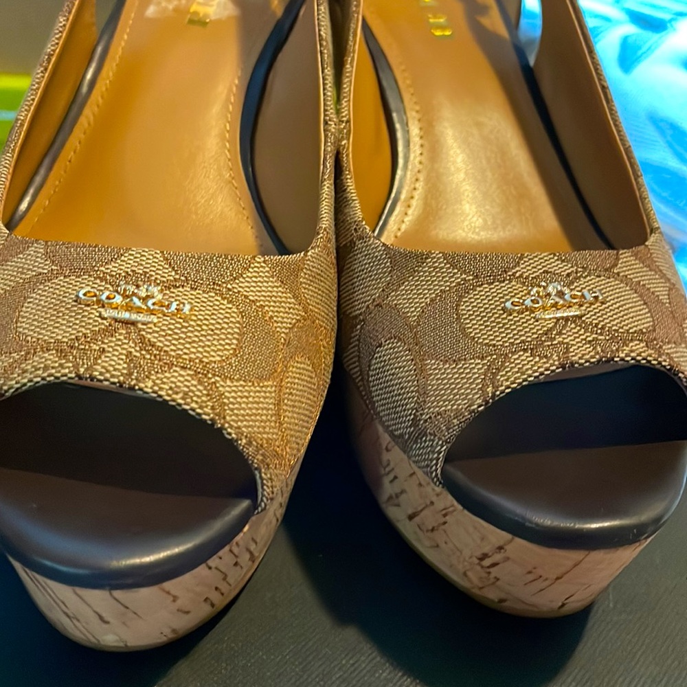 Coach sling back wedge